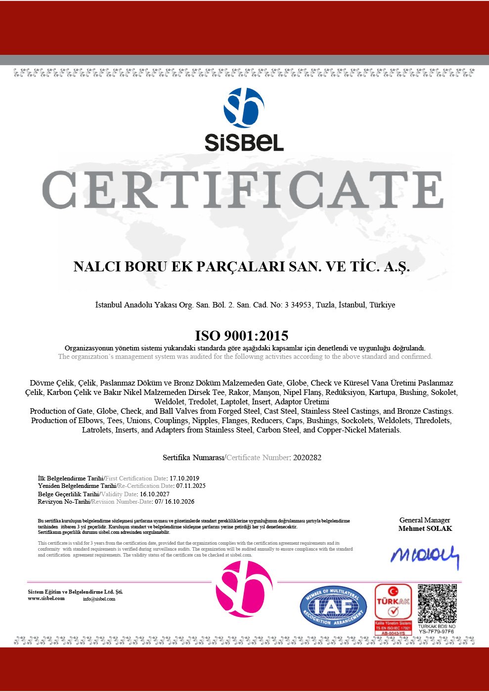 Nalci ISO-9001 Certificate